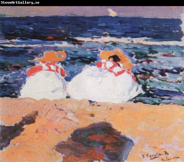 Joaquin Sorolla Y Bastida maria y elena en la playa